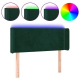 Cumpara ieftin Tablie de pat cu LED, verde inchis, 83x16x78/88 cm, catifea