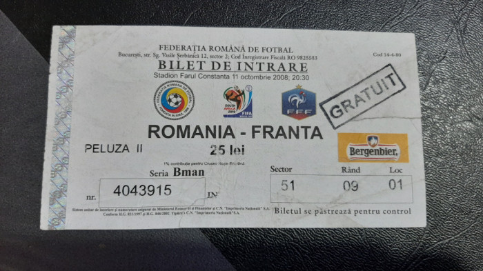 Bilet Romania - Franta