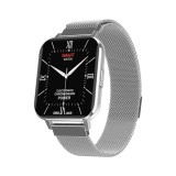 Cumpara ieftin Ceas smartwatch Twinkler TKY-DTX, Bratara metal, Argintiu cu ECG, Tensiune arteriala, ritm cardiac, oxigen din sange, interfete schimbabile, memento s