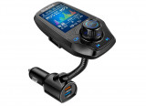 Modulator FM auto, Kit adaptor radio, 1.8 inchi, Handsfree, Intrare Iesire AUX Card SD TF, Incarcator USB QC3.0, negru - SECOND