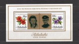 Coliță Aitutaki Insulele Cook 1973 Nunta Regală Prințesa Anne și Mark Phillips Flori Hibiscus Neștampilată - A875