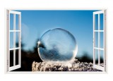Sticker decorativ, Fereastra 3D, Iarna, 85 cm, 273STK, natura si peisaje