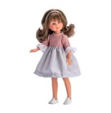 Cumpara ieftin Papusa Asivil - Celia cu rochita gri cu roz, 30 cm