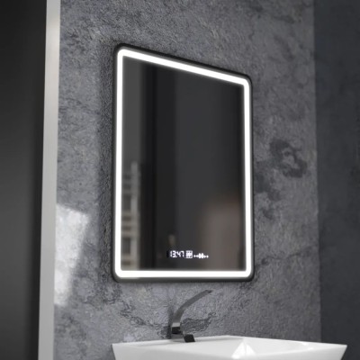 Oglinda LED Rectangulara, 75x90cm, Favola MotionGlow Marcello, Sistem Dezaburire, Ceas &amp;amp; Termometru, Dimabila ModernLight Concept foto