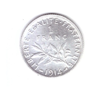 Moneda Franta 1 franc 1914, stare excelenta, curata foto