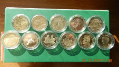 Vand set 11 monede, 50 bani, comemorative, din fisic de banca, 2010-2019 foto
