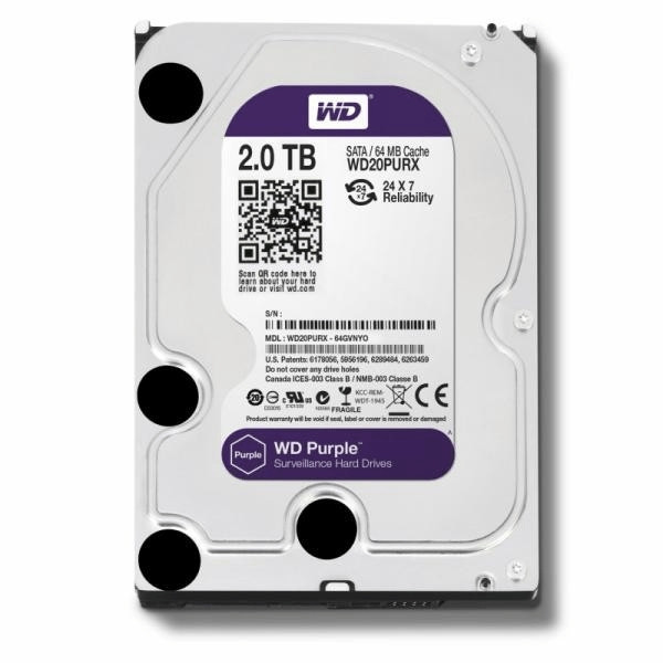 HDD Western Digital Surveillance Purple intern 2TB WD20PURX SafetyGuard Surveillance