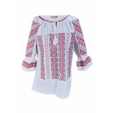 Bluza tip ie dama R24, alb alpin/rosu bordo marimea S