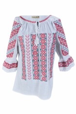 Bluza tip ie dama R24, alb alpin/rosu bordo , marimea 2XL