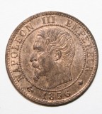 FRANTA . UN CENTIME 1856 BB . DETALII EXCELENTE . MON. STRASBOURG . MAI RARA ., Europa, Cupru (arama)