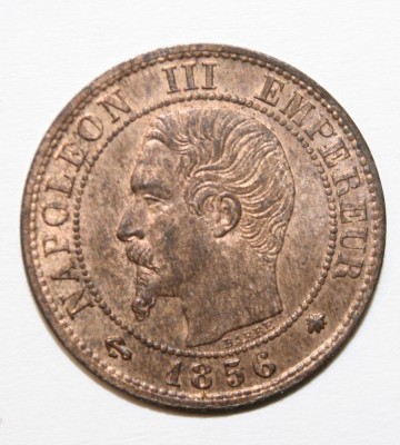 FRANTA . UN CENTIME 1856 BB . DETALII EXCELENTE . MON. STRASBOURG . MAI RARA . foto