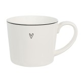 Cumpara ieftin Set 6 cani ceramica alba neagra Heart 12x8x7 cm, 275 ml