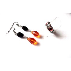 Set inel si cercei cu cristale cu bufnita 45995
