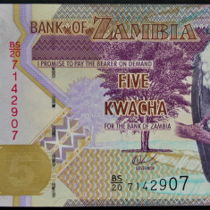 BANCNOTA exotica 5 KWACHA - ZAMBIA, anul 2020 * cod 903 = UNC