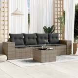 Gossi set canapea de gradina cu perne, 5 piese, gri, poliratan
