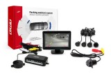 Set senzori de parcare AMiO TFT01 cu camera marsarier CAM-305 IR, ecran TFT 4,3 inch, 4 senzori negri Gold, rezolutie 480 x 234, alimentare 12V, 28mm