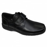 Pantofi lati usori din piele naturala negri cu arici-scai-velcro talpa EPA 39-46