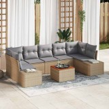 vidaXL Set de canapele pentru grădină 8 pcs bej și gri deschis