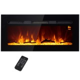 HOMCOM Șemineu Electric cu Telecomandă, Flacără și Iluminare Reglabilă din Oțel și Sticlă Călită, 91,4x15,8x45 cm, Negru | Aosom Romania