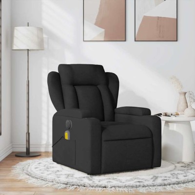 vidaXL Fotoliu de masaj rabatabil, negru, material textil foto