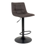 Cumpara ieftin Scaun de bar Middelfart, microfibră, gri &icirc;nchis, picioare negre