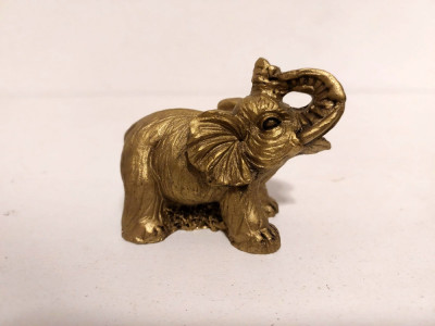 Figurina statueta elefant, vopsit in auriu, 7x6cm , decor foto