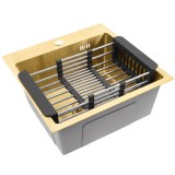 Chiuvetă din oțel cu set de accesorii 3 buc. REA Leo 40 Brush Gold