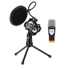 , , , , , , , Microfon condensator cu cablu + filtru pop + trepied de inalta calitate