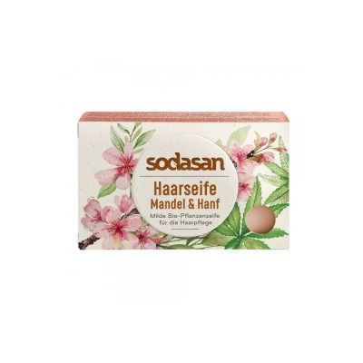 Sampon solid pentru par cu migdale si canepa 100 gr Sodasan foto