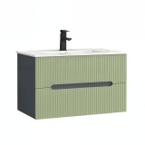 Trent 80 dulap de baie inferior cu chiuvetă ceramică (2 sertare) gri antracit-verde fistic