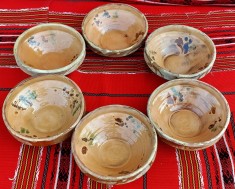 6 castroane (set 1), vase de ceramica traditionale moldovenesti, strachini de lut, arta populara, olarit 80 ani