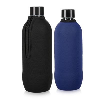 Set 2 Huse Cooler Jacket pentru sticle SodaStream, Kwmobile, Negru/Albastru, Neopren, 58832.02 foto