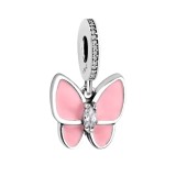 Cumpara ieftin Charm/talisman argint 925, JW1644, model fluture roz, placat cu rodiu