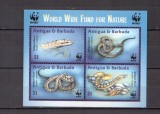 WWF ANTIGUA &amp; BARBUDA 2002 reptile bloc cu 4 timbre conform scan MNH