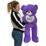 Urs de plus pufos mov cu inima LOVE 1m