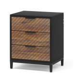 Cumpara ieftin Noptiera Furnir MDF 50x40x65 cm cu Picioare Metalice, Stil Modern, Mobila Dormitor, Depozitare Obiecte Personale