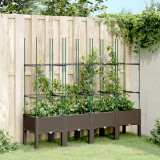 VidaXL Jardinieră de grădină cu spalier, maro, 160x40x142,5 cm, PP