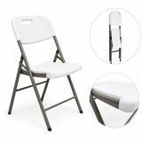 Scaun pliabil alb, pentru gradina, camping, catering si pescuit, JollyMag, KR49, 87x43x40 cm