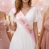 Panglică Roz cu Imprimeu Auriu "Team Bride", CMCLASS