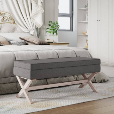 Taburet de depozitare, gri &amp;icirc;nchis, 110x45x49 cm material textil foto