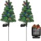 Brad de Craciun cu Lumini Multicolore cu incarcare Solara, pentru alee, terasa, curte, 2 buc, 75 cm