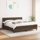 vidaXL Pat box spring cu saltea, maro &icirc;nchis, 160x200 cm, textil