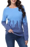 Tricou de damă cu model Fair Isle, m&acirc;neci lungi, guler rotund, cald, de pus pe cap &ndash; Verde XL