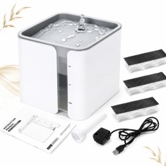 Dispenser Apa Automat Sofia CONCEPT&reg;, Pentru pisici si caini, 3 Filtre Carbon, 2 L, Alb/Gri