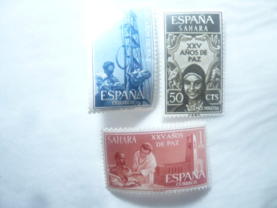Serie Sahara Spaniola 1965 - 25 Ani Pace , 3 valori foto