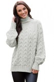 N632-18 Pulover lung cu guler inalt si mansete, M, M/L