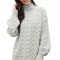 N632-18 Pulover lung cu guler inalt si mansete