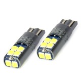 Bec de pozitie tip LED Canbus, T10 W2.1x9.5 W5W, 12V-24V, 10 LED SMD 3030, culoare alb, Amio, set 2 buc