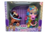 Bebelus cu suzeta Cry multicolor si carut cu figurina Cry Minnie