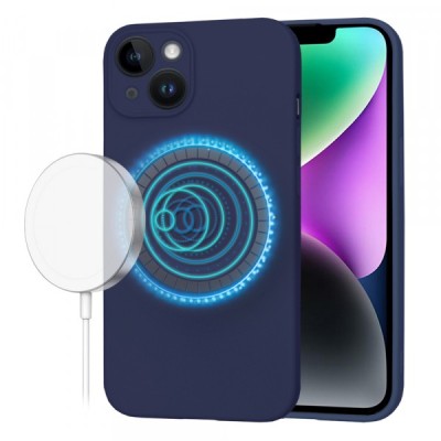 Husa MagSafe pentru Apple iPhone 14, Techsuit, SoftFlex, Bleumarin foto